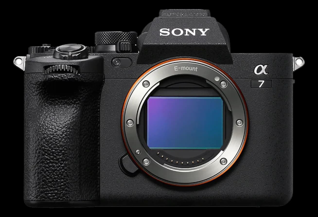Sony mirrorless camera body on a clean studio background